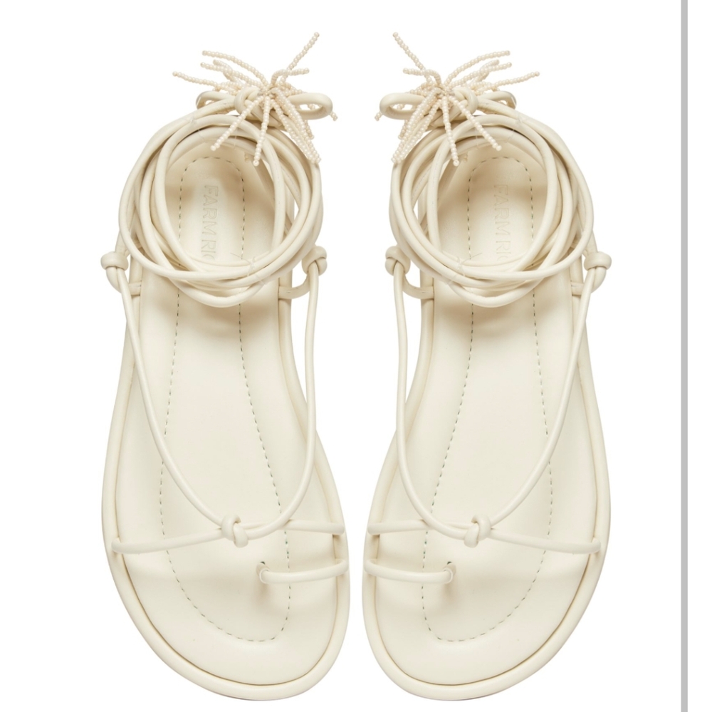 Farm Rio Off white lace up flat sandals size 5 NEW